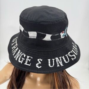 Beetlejuice Witchy Goth Punk Strange & Unusual  Halloween Reversible Bucket Hat